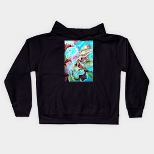 Aqua Tropical Abstract Contemporary Botanical Artwork Kids Hoodie